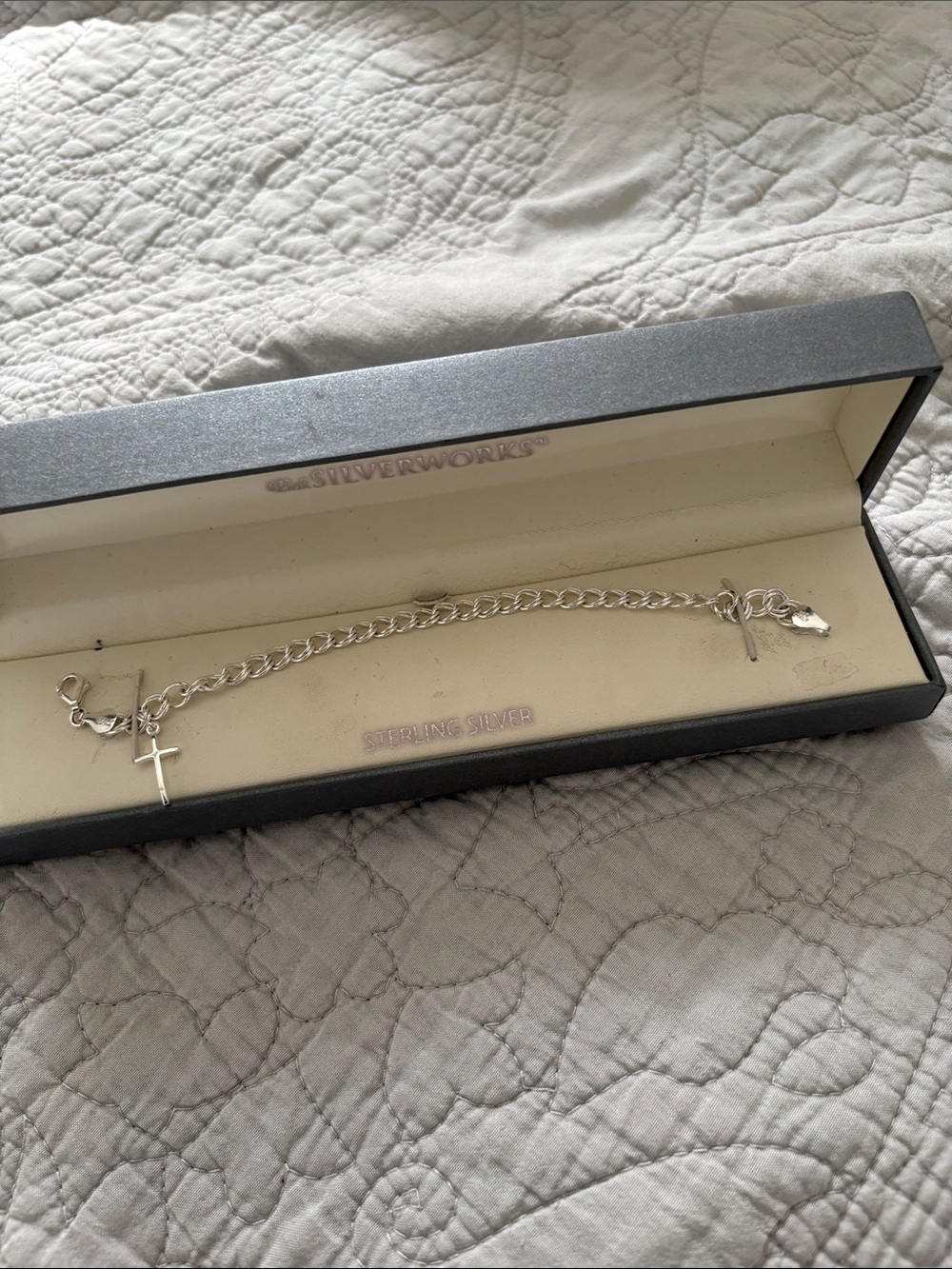 Silverworks Sterling Silver Cross Charm Bracelet